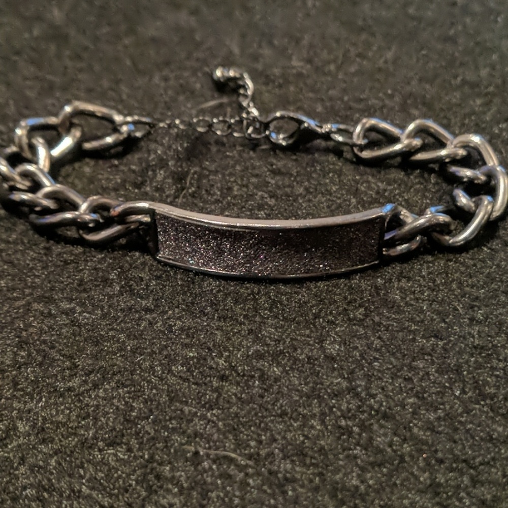 Black glitter ID bracelet